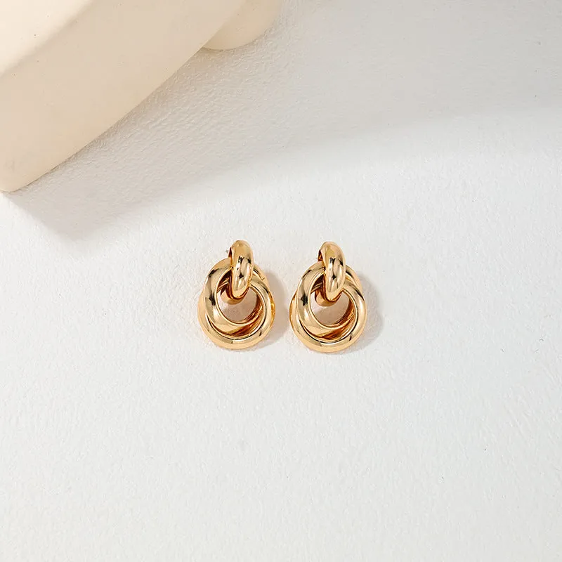Sophisticated Multi-loop Metal Earrings with Minimalistic Charm