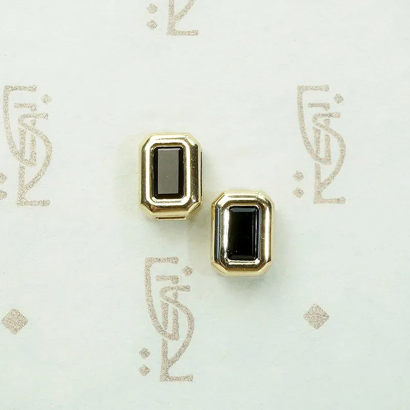 Sophisticated Vintage Studs in Black & Gold