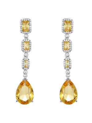 Square water drop earrings for women, fashionable design, high-end, luxury, face-slimming and temperament earrings