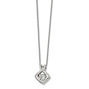 Stainless Steel Polished Vibrant Moving CZ with 2in ext. 16in Necklace