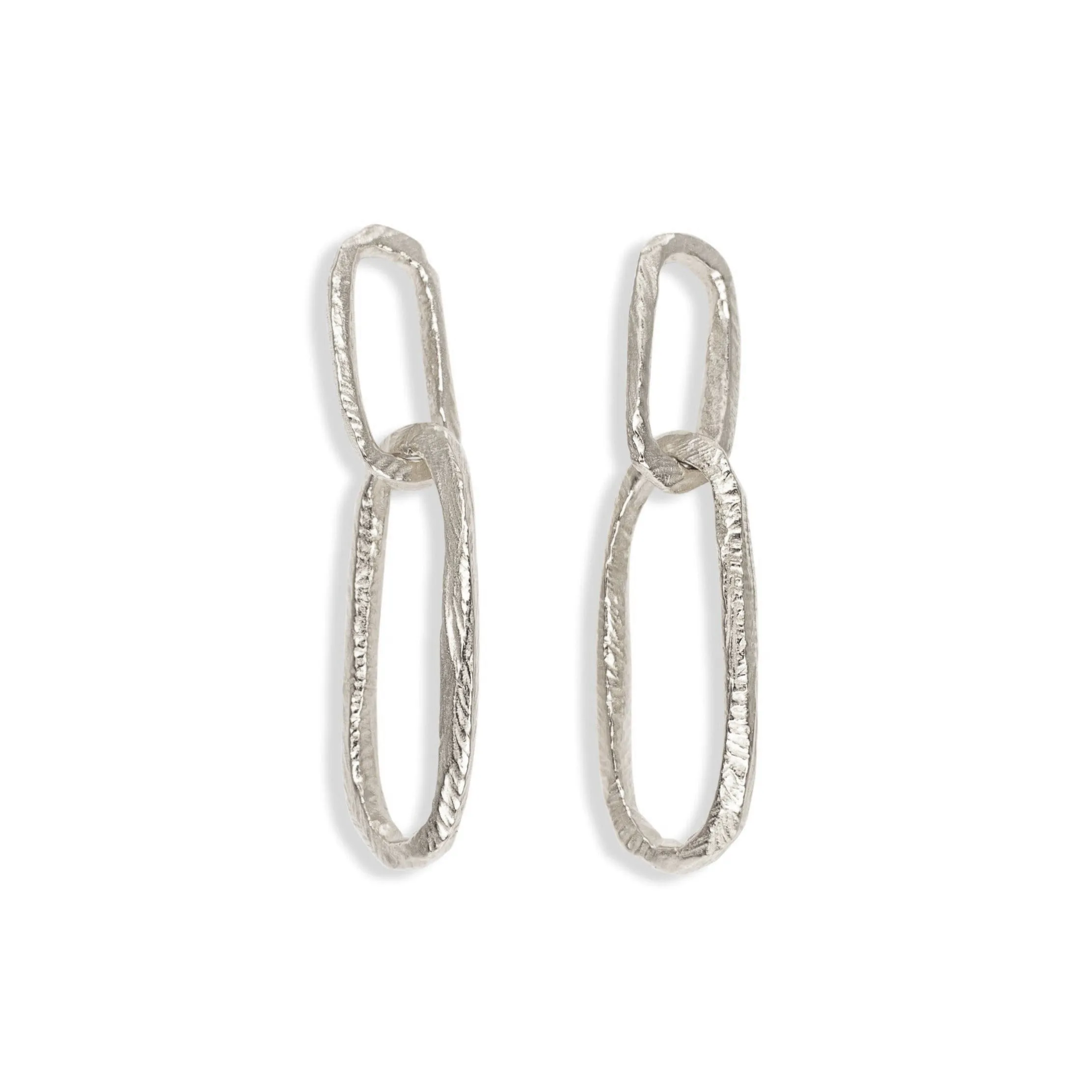 Sterling Silver Carved Paperclip Drop Earrings