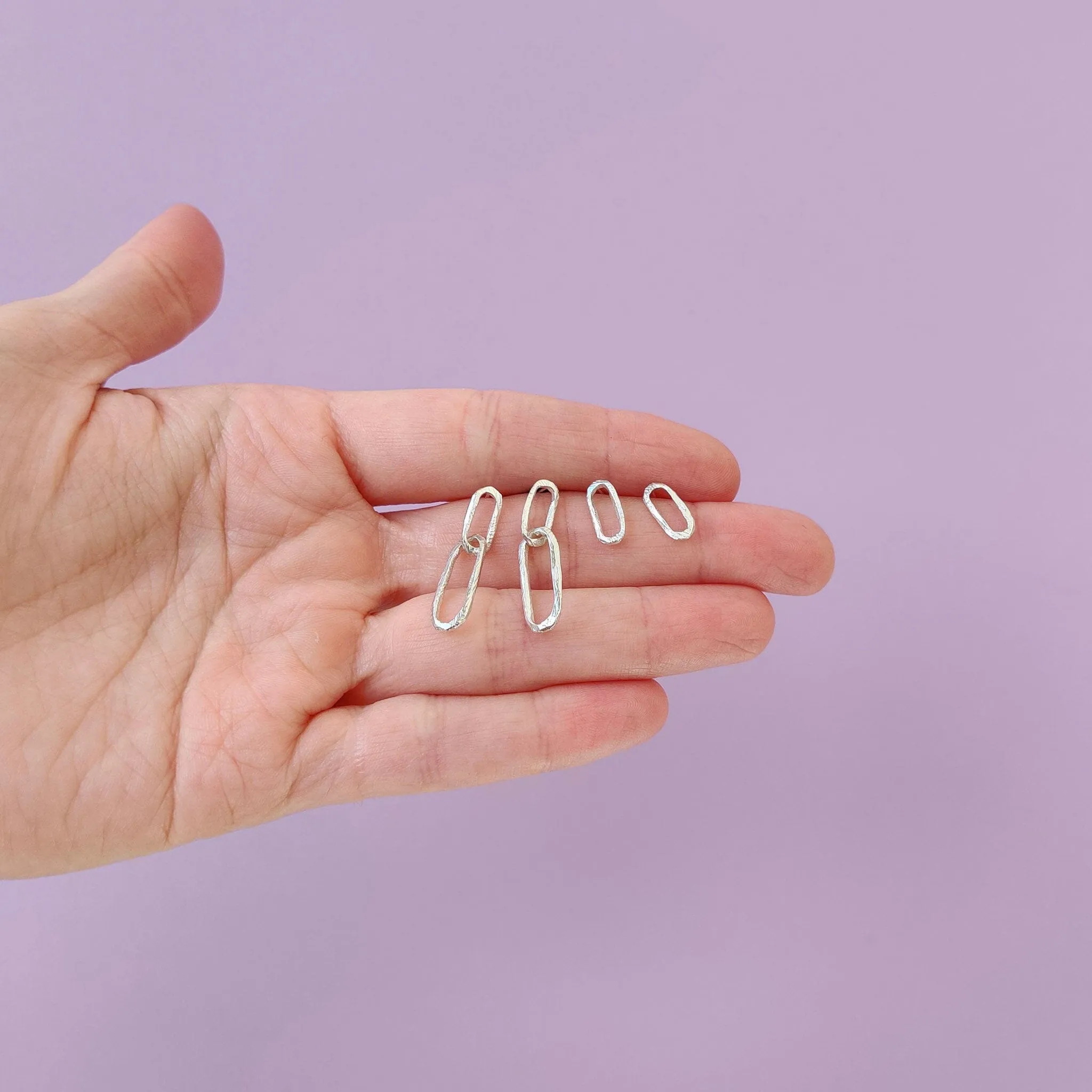 Sterling Silver Carved Paperclip Drop Earrings