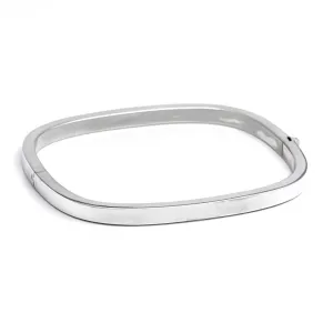 Sterling Silver Classic Rectangular Square Tube Hinged Bangle
