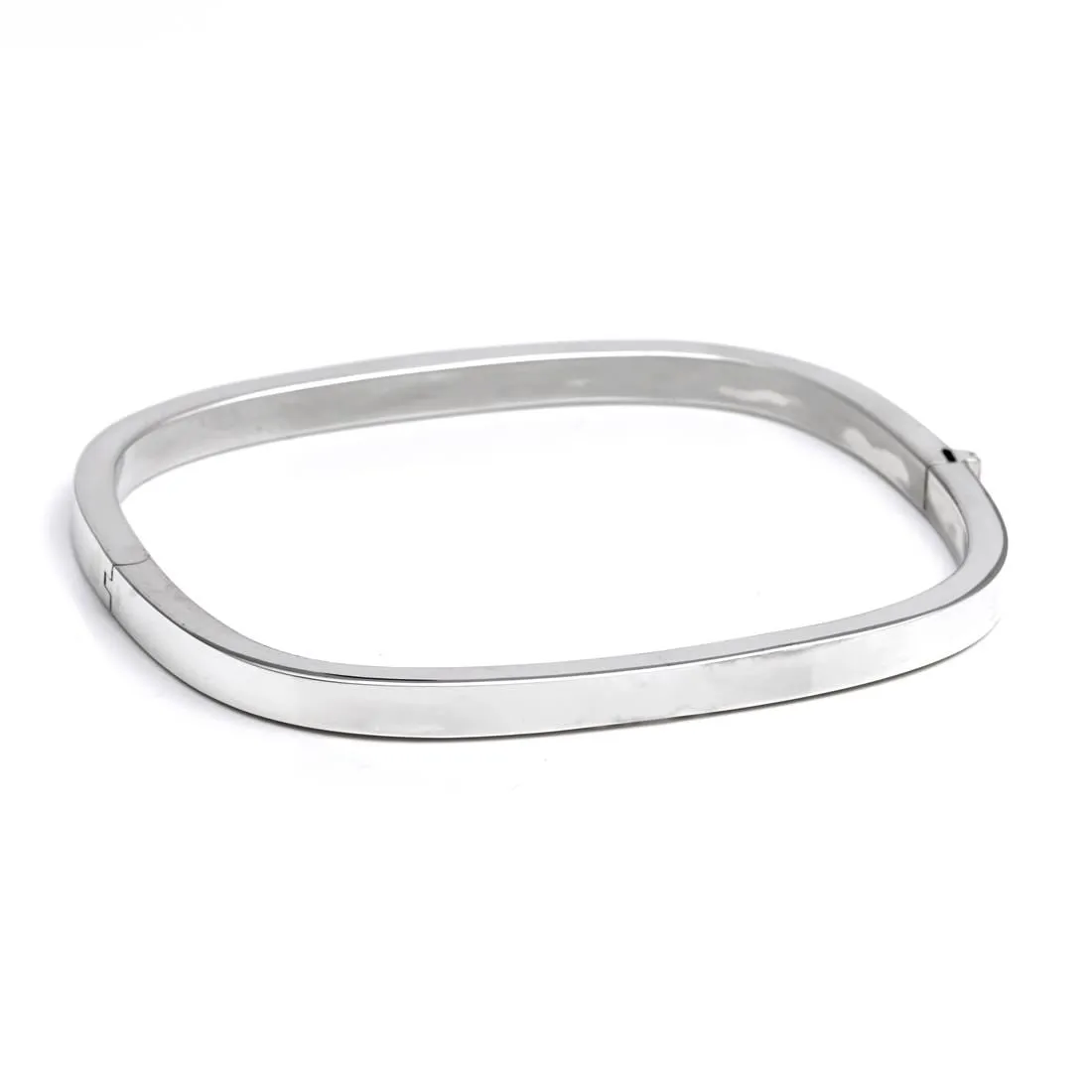 Sterling Silver Classic Rectangular Square Tube Hinged Bangle