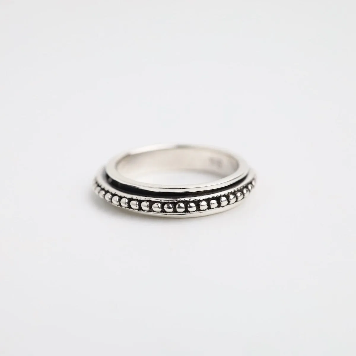 Sterling Silver Delicate Beaded Spinner Ring