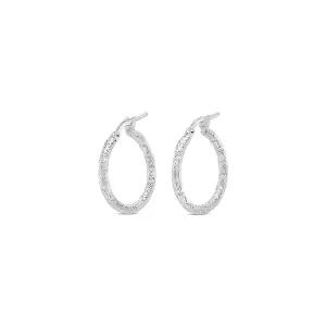 Sterling Silver Diamond Cut Hoop Earrings