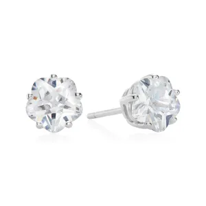 Sterling Silver Flower Cut 6mm Cubic Zirconia Stud Earrings