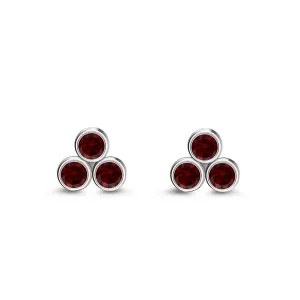 Sterling Silver Garnet Bubble Cluster Stud Earrings