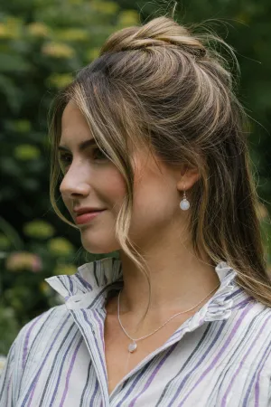 Sterling Silver Hook Earrings in Rainbow Moonstone