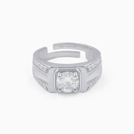 Sterling Silver Men's Solitaire Ring