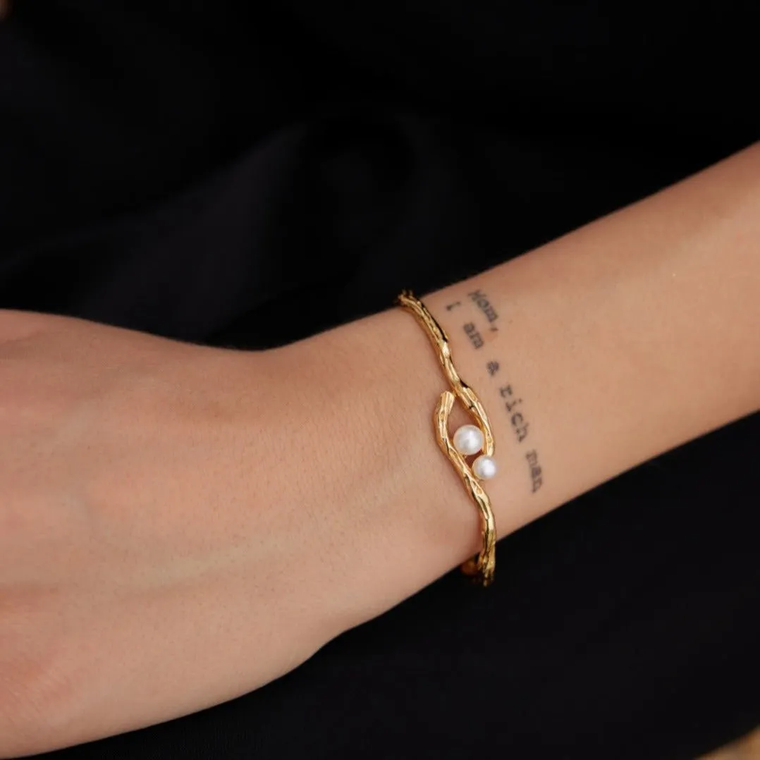 Sterling Silver Pearl Cuff Bracelet