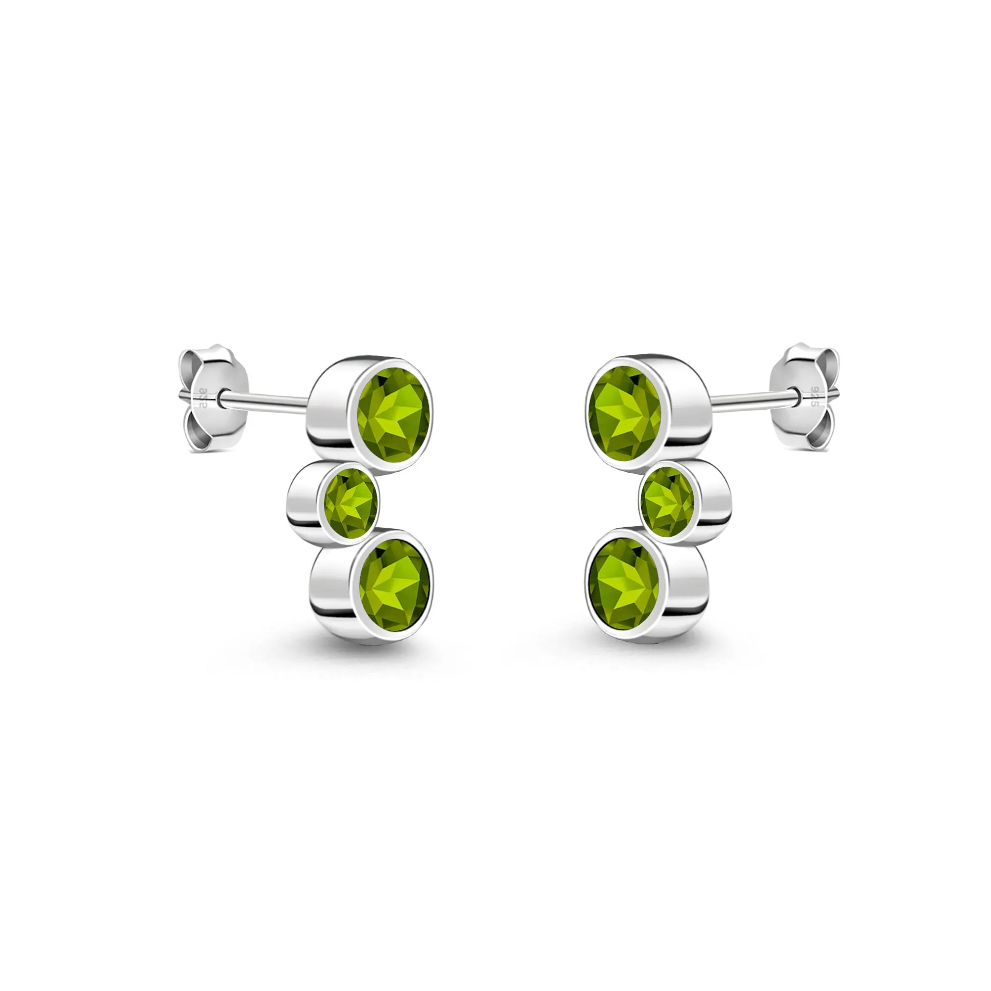 Sterling Silver Peridot Bubble Stud Earrings