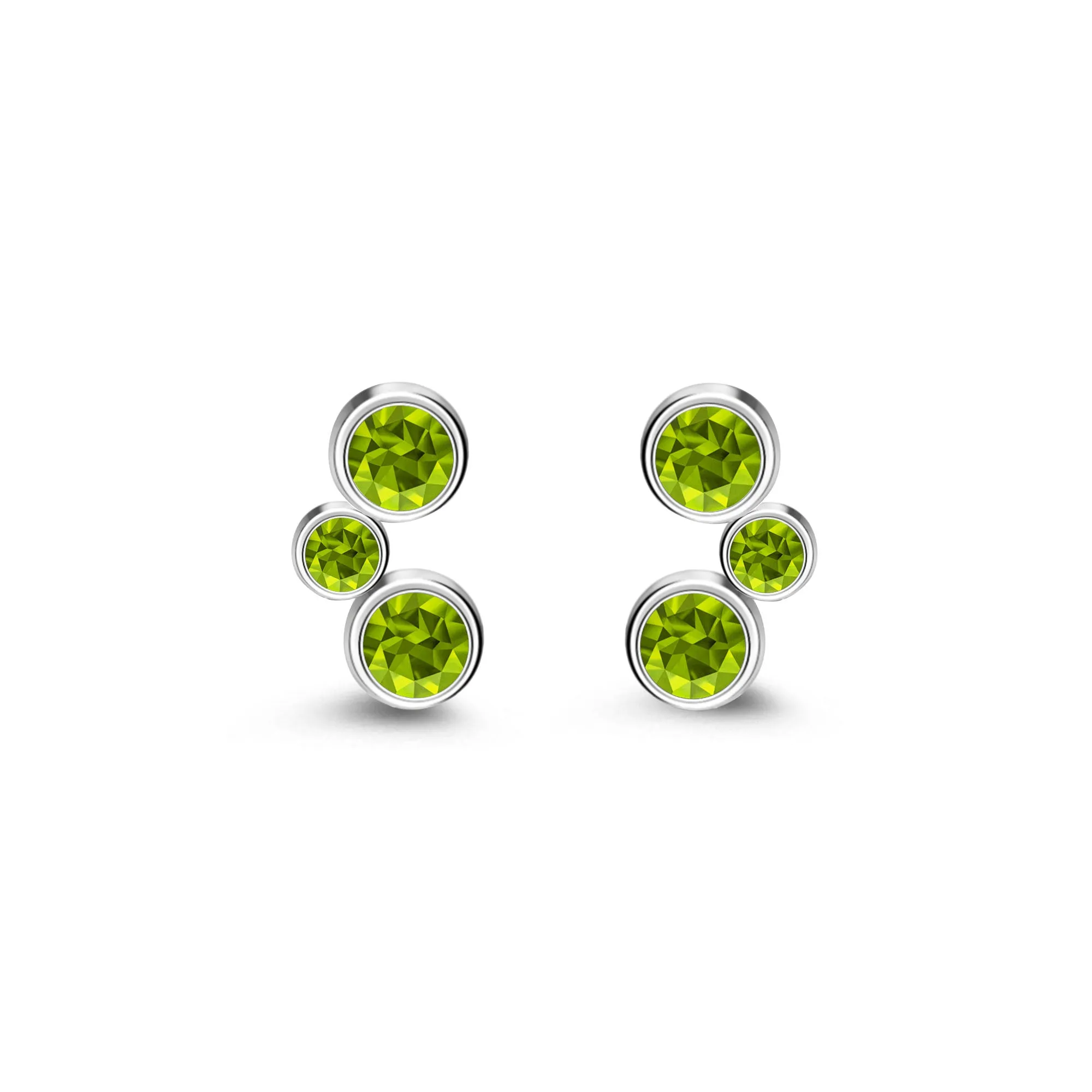 Sterling Silver Peridot Bubble Stud Earrings
