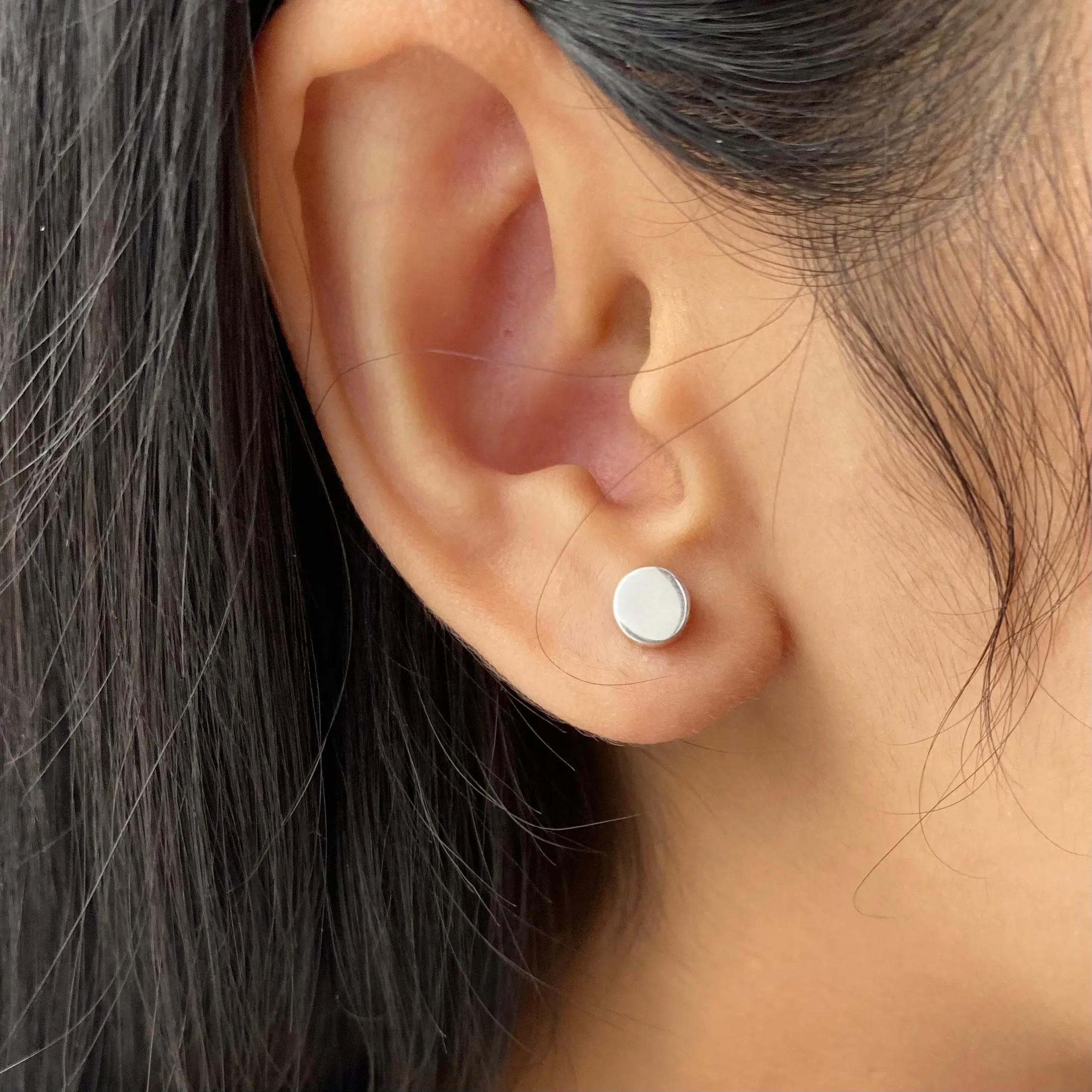 Sterling Silver Round Studs with a Flat Surface