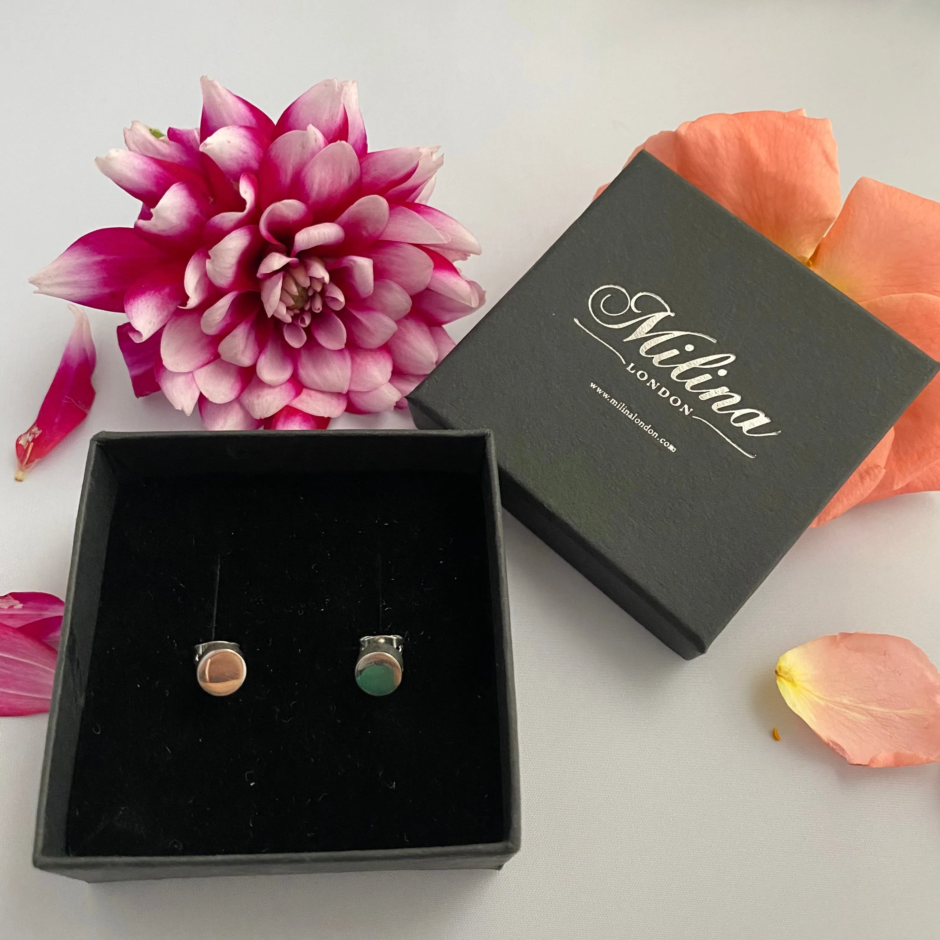 Sterling Silver Round Studs with a Flat Surface