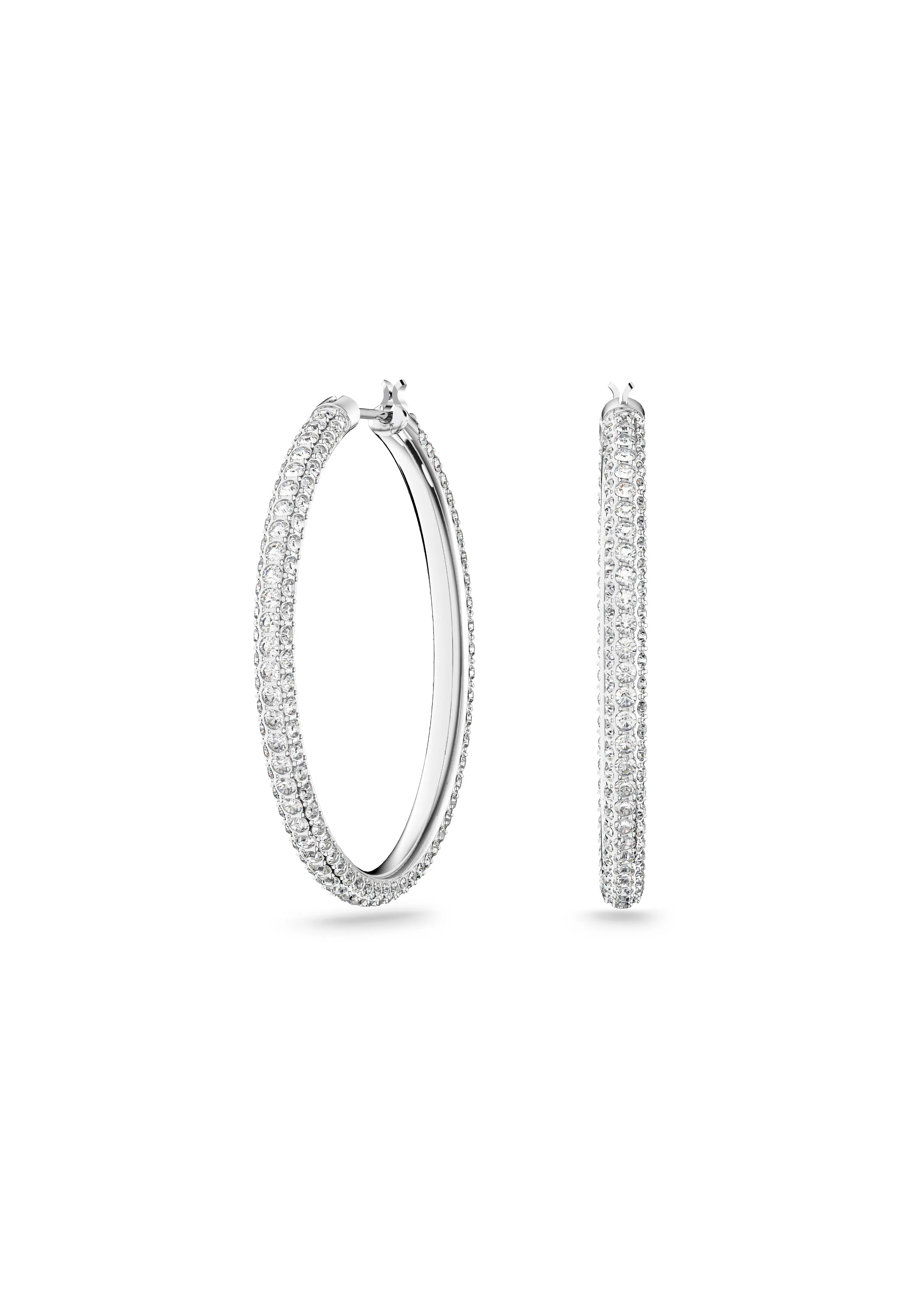 Swarovski Dextera Pave` Hoop Earrings Rhodium Plated