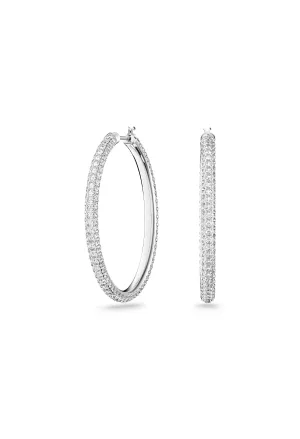 Swarovski Dextera Pave` Hoop Earrings Rhodium Plated