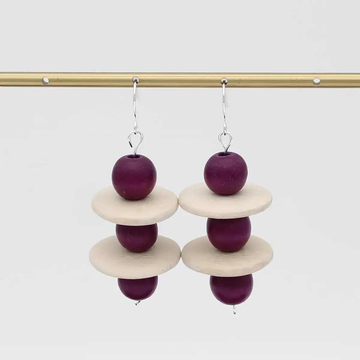 SYLCA Purple and Ivory Contemporary Earring