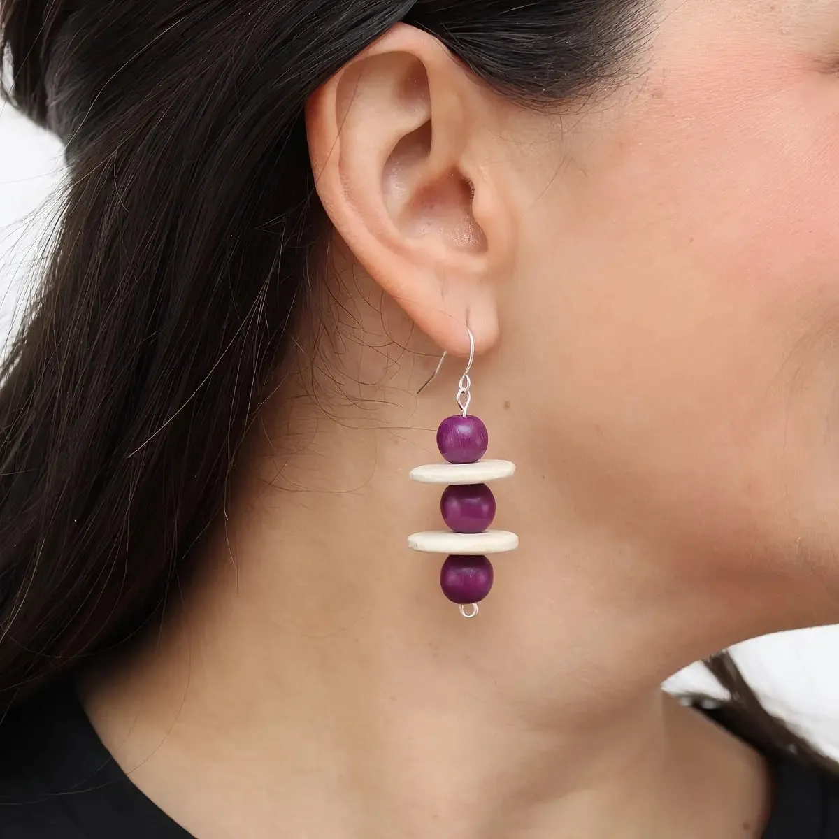 SYLCA Purple and Ivory Contemporary Earring
