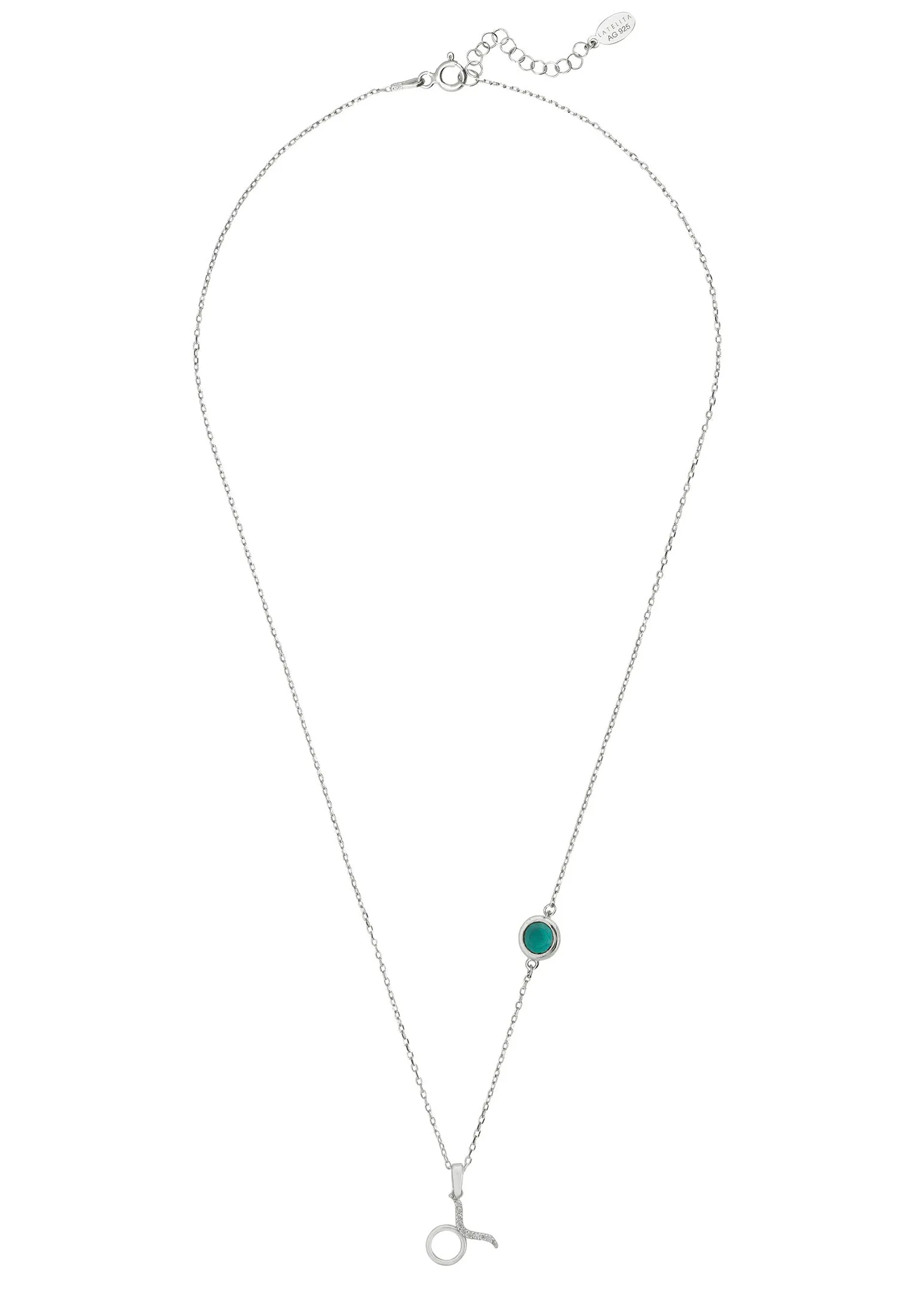Taurus Birthstone Necklace in Silver with Emerald