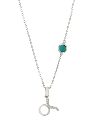 Taurus Birthstone Necklace in Silver with Emerald
