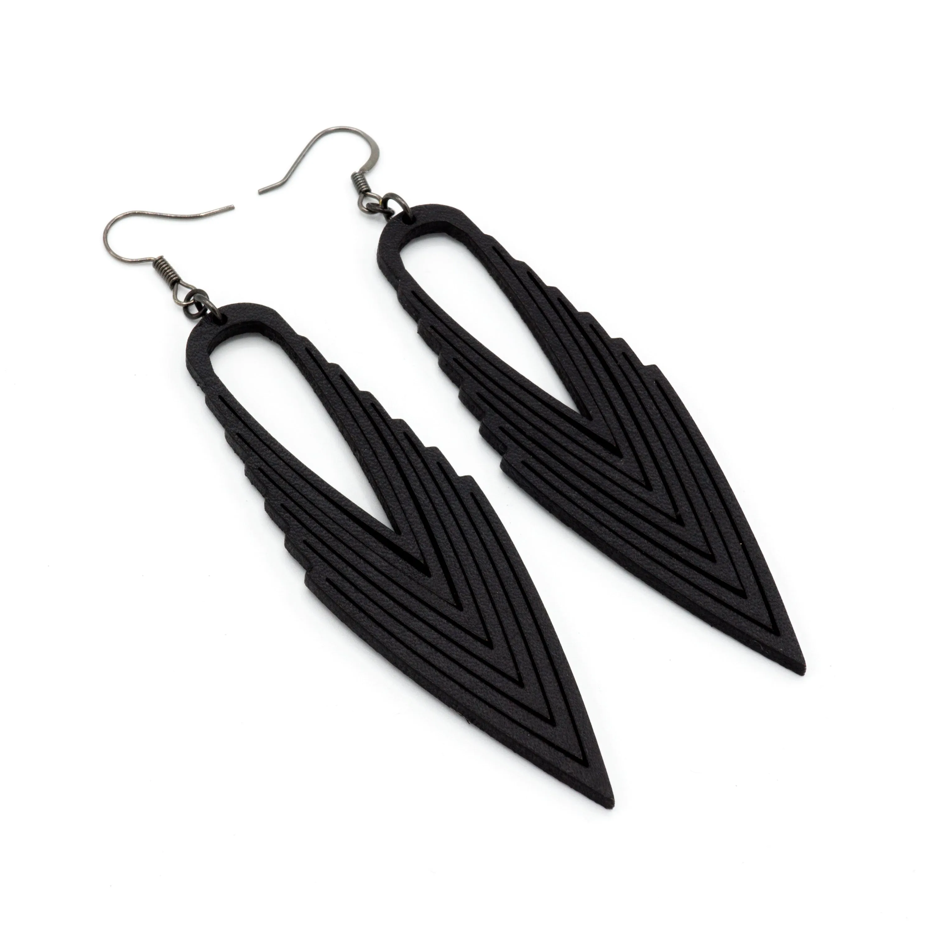 Terrabyte 04 // Leather Earrings - Black