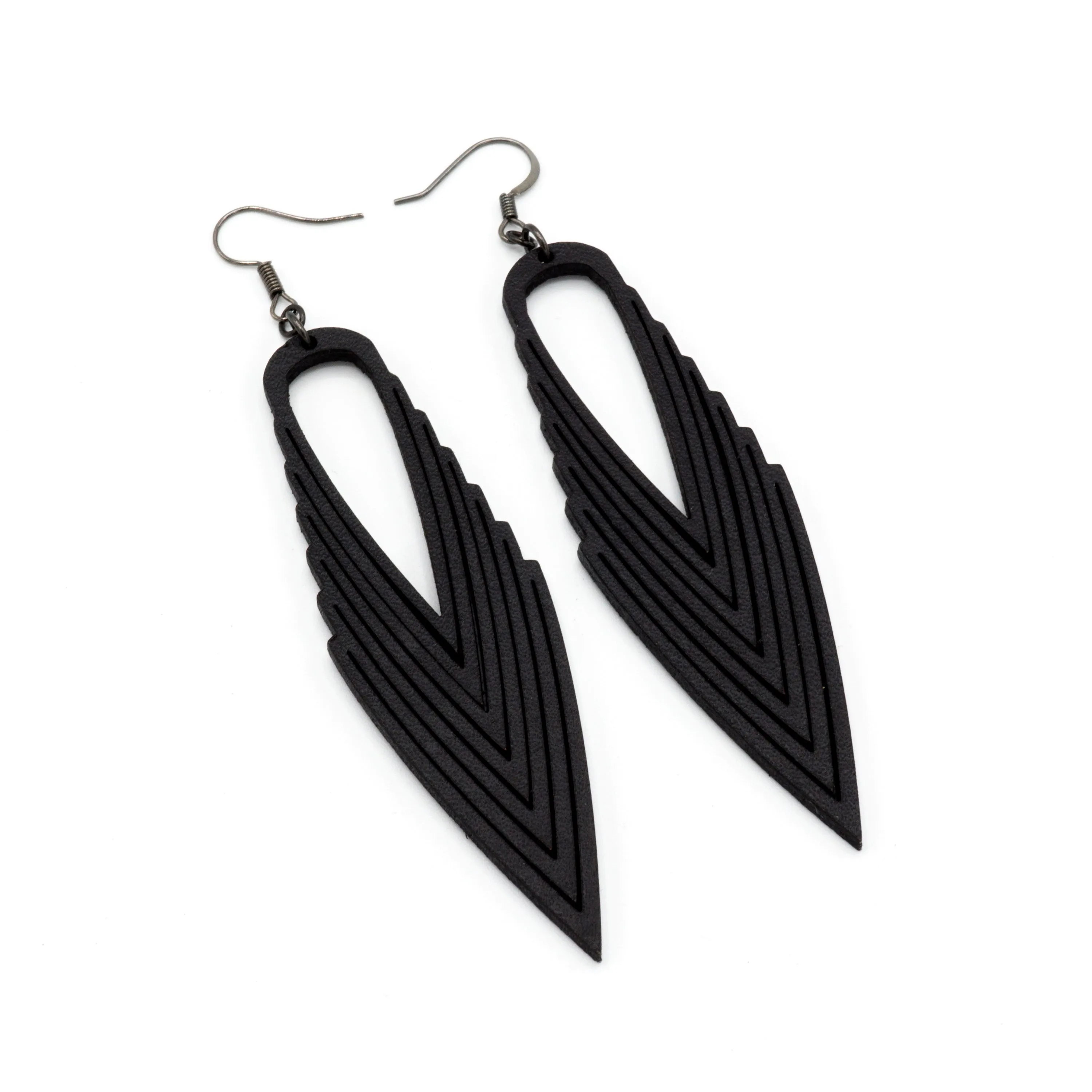 Terrabyte 04 // Leather Earrings - Black