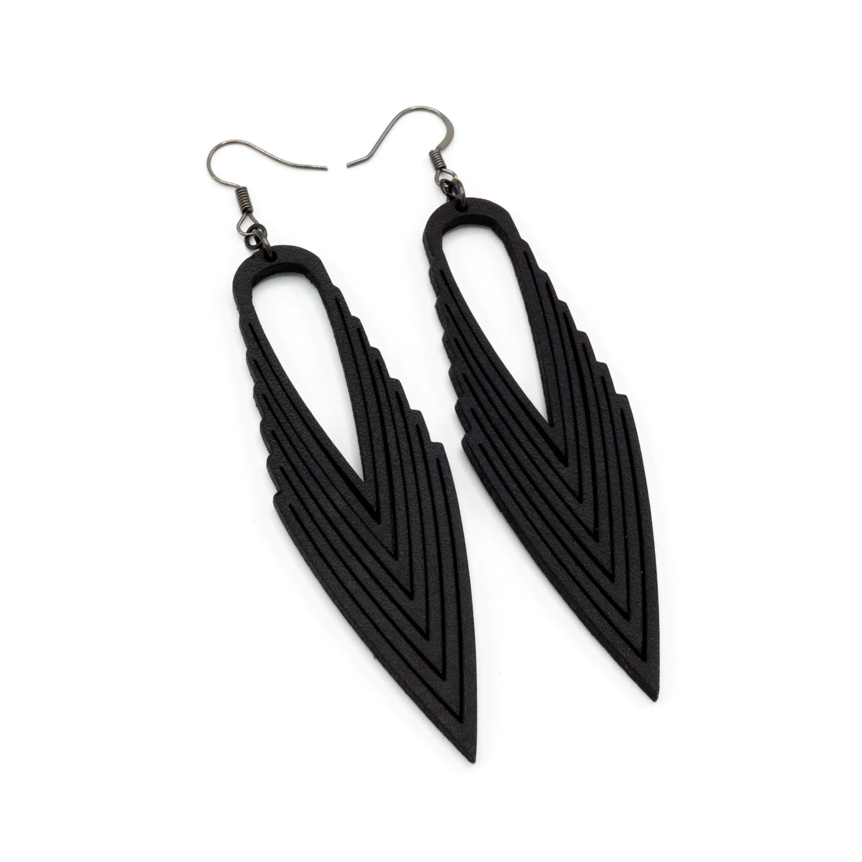Terrabyte 04 // Leather Earrings - Black