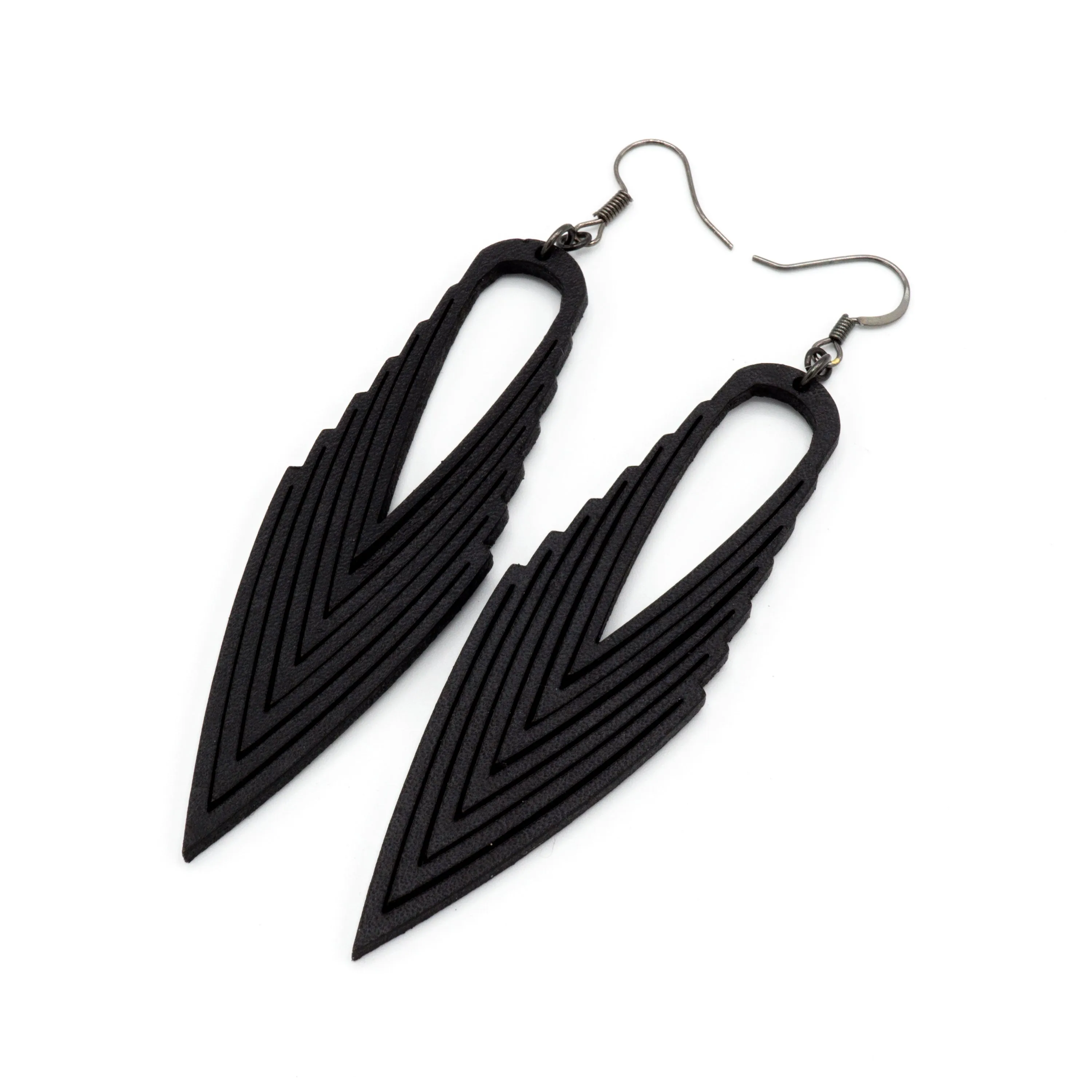 Terrabyte 04 // Leather Earrings - Black