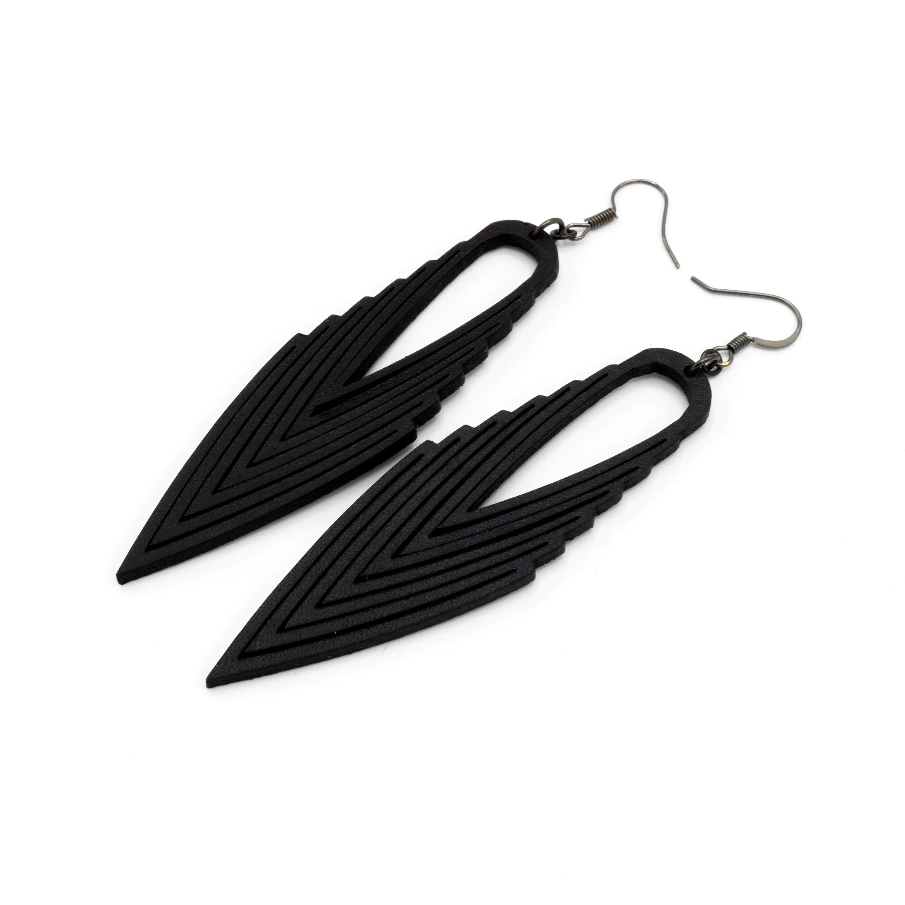 Terrabyte 04 // Leather Earrings - Black