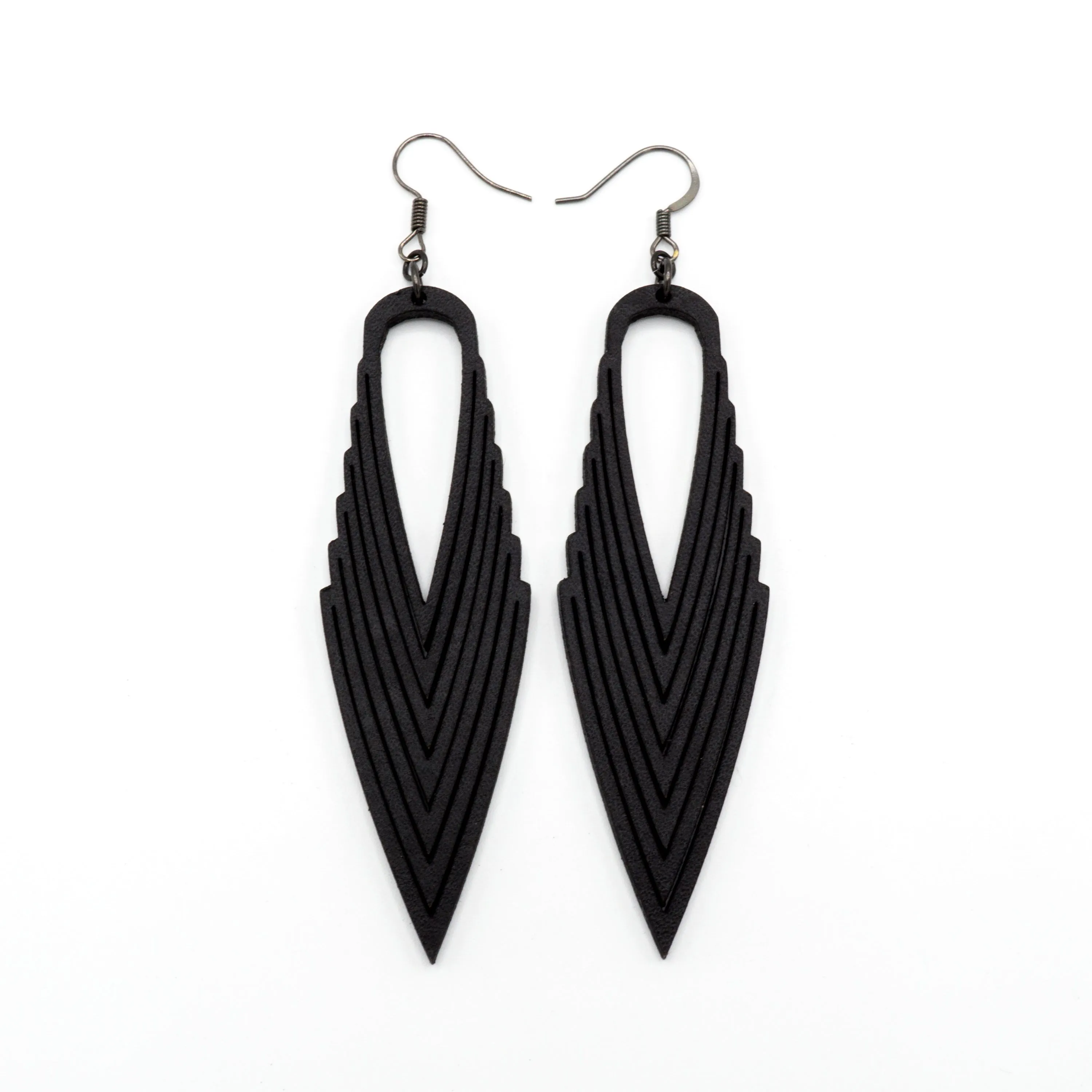 Terrabyte 04 // Leather Earrings - Black