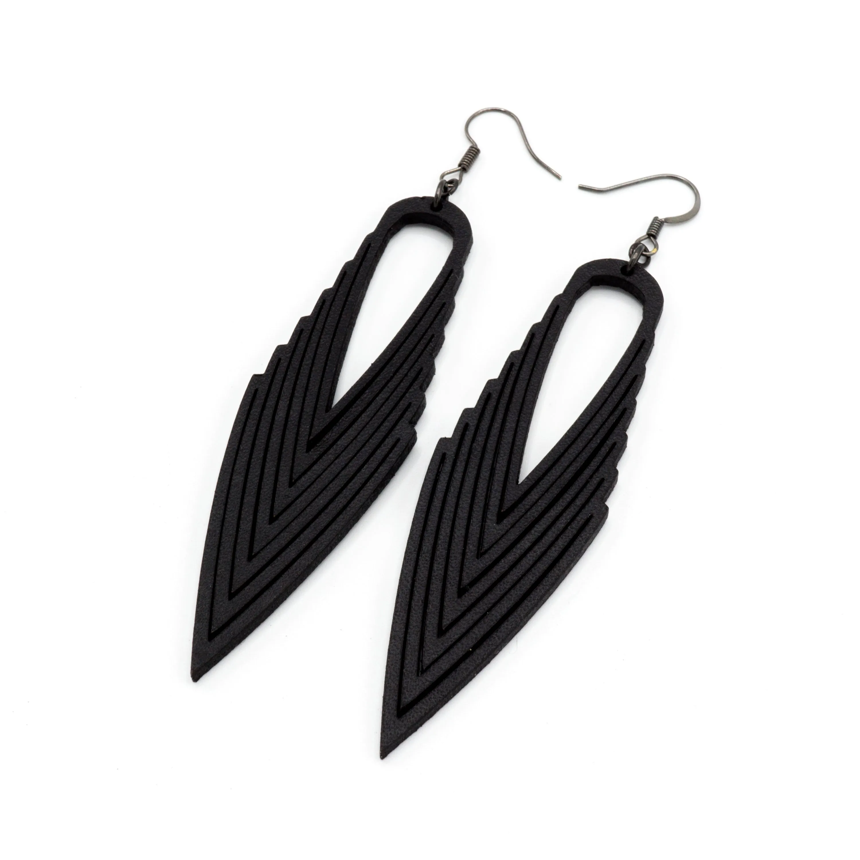 Terrabyte 04 // Leather Earrings - Black