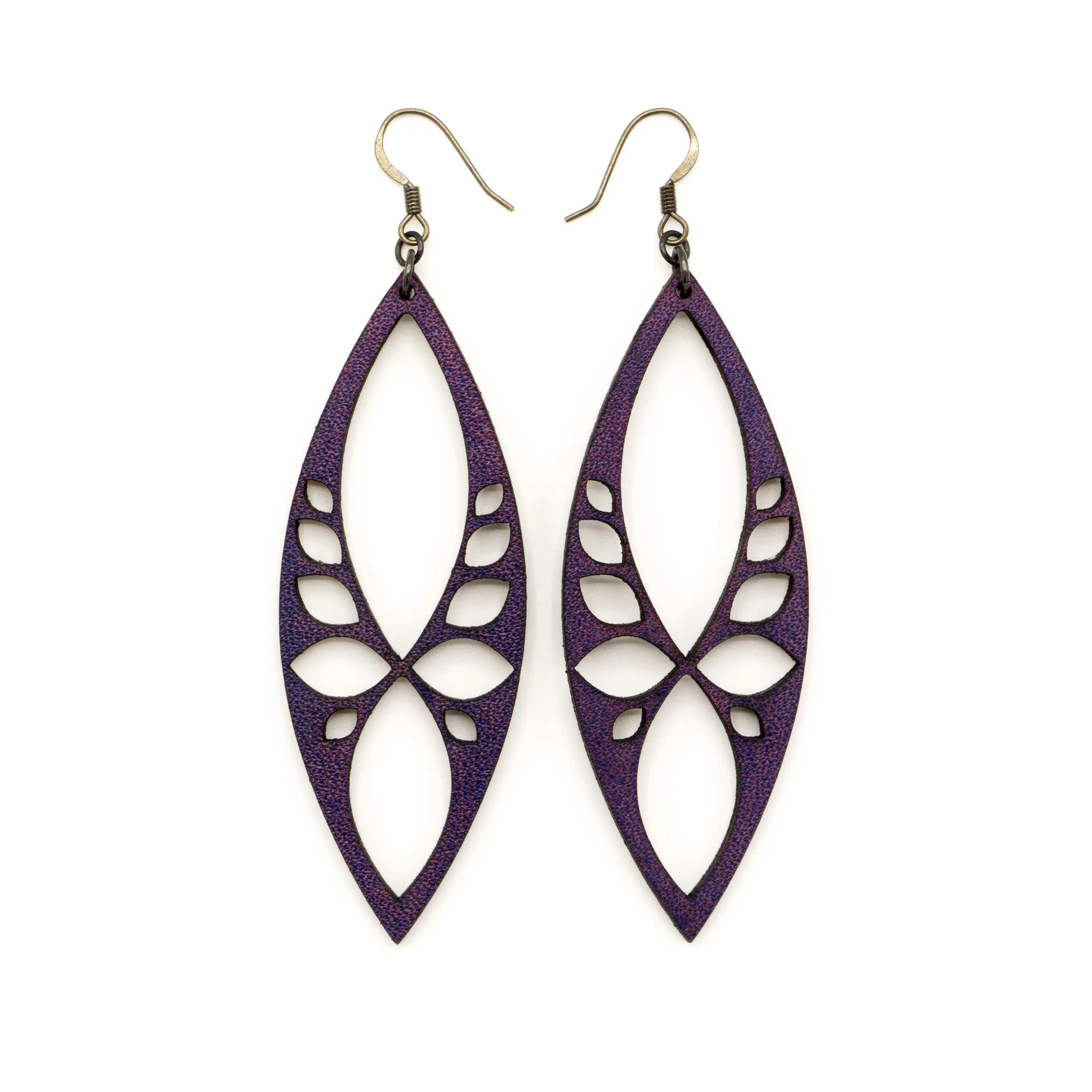 Terrabyte 05 // Leather Earrings - Purple