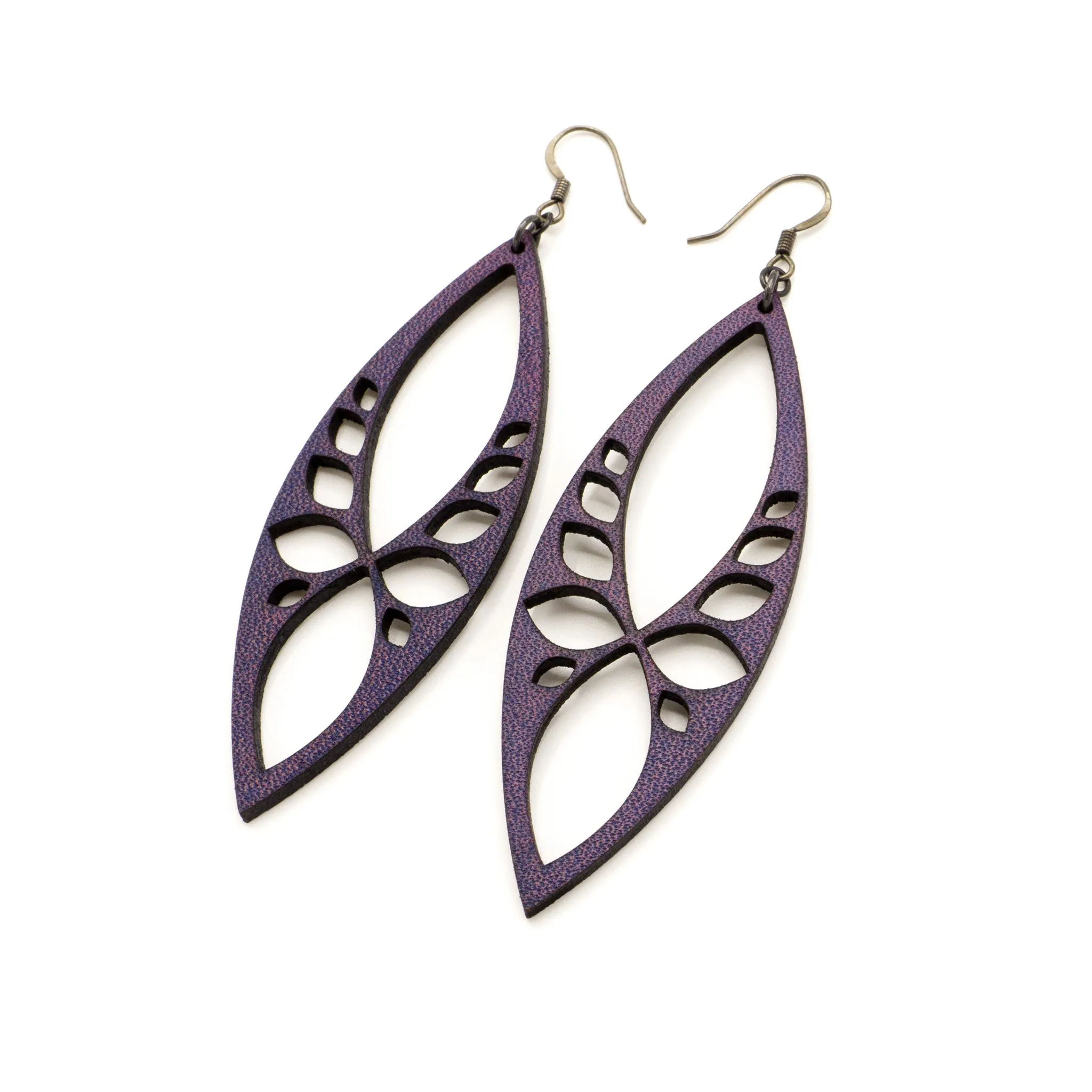 Terrabyte 05 // Leather Earrings - Purple
