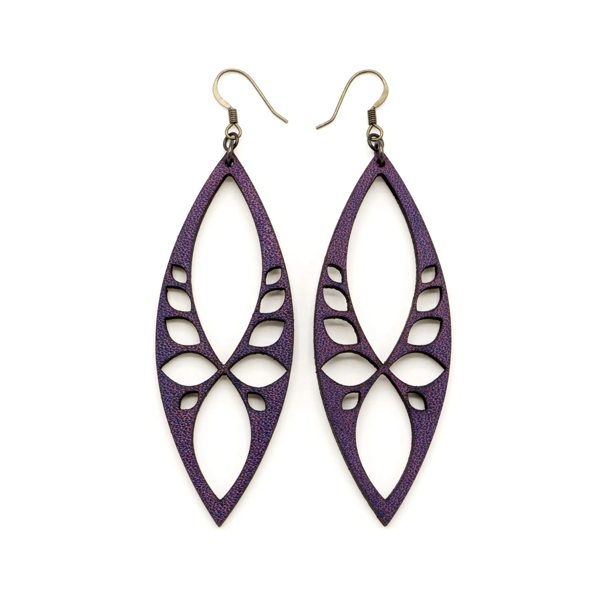 Terrabyte 05 // Leather Earrings - Purple