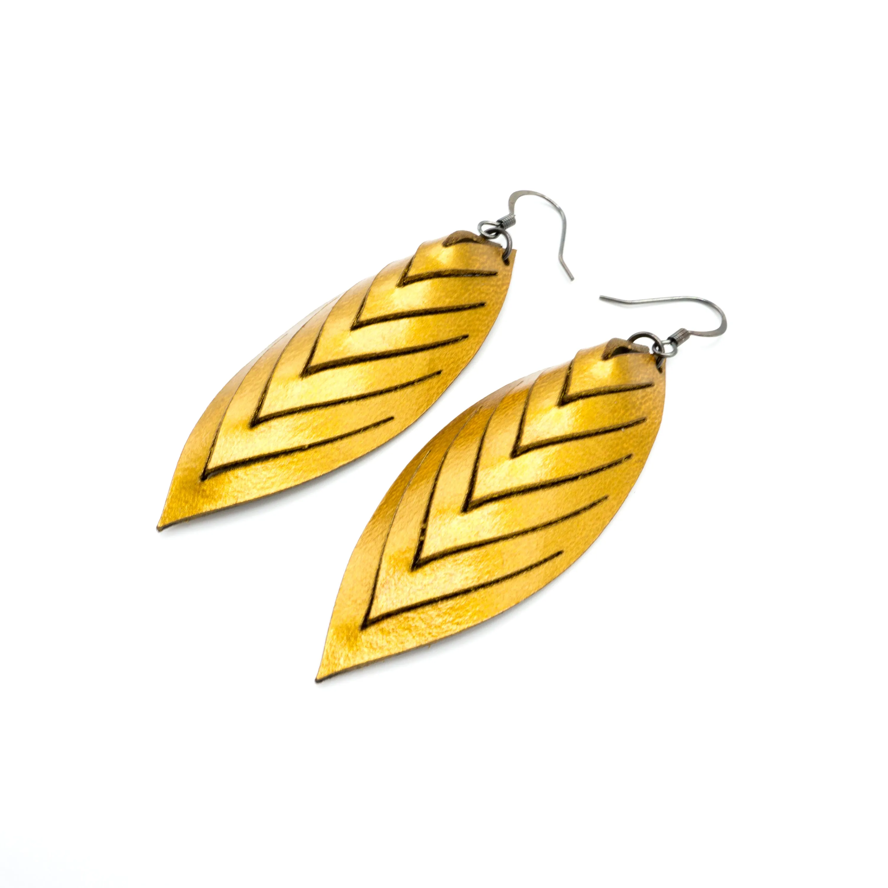 Terrabyte 14 [M] // Leather Earrings - Gold