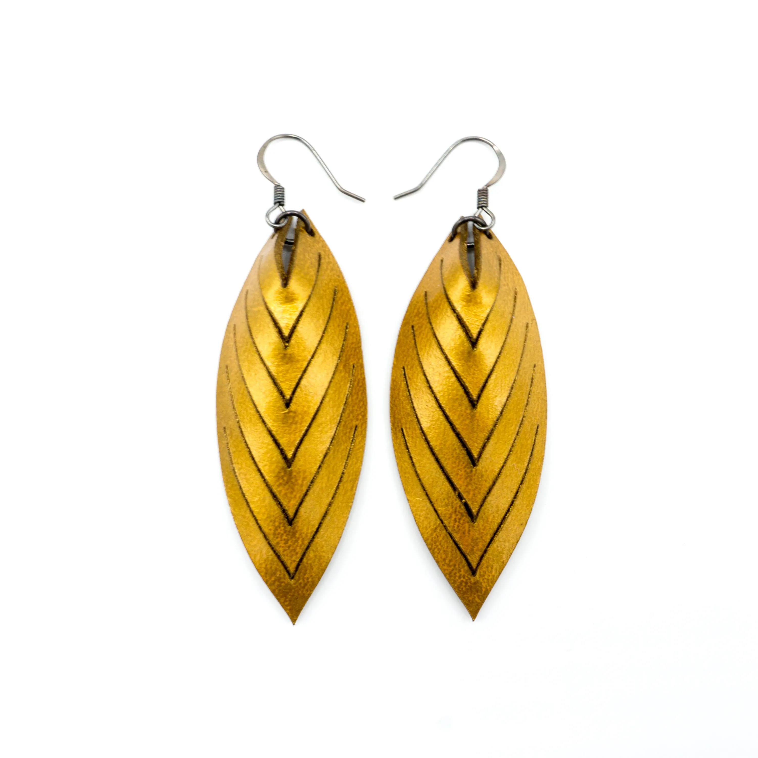 Terrabyte 14 [M] // Leather Earrings - Gold