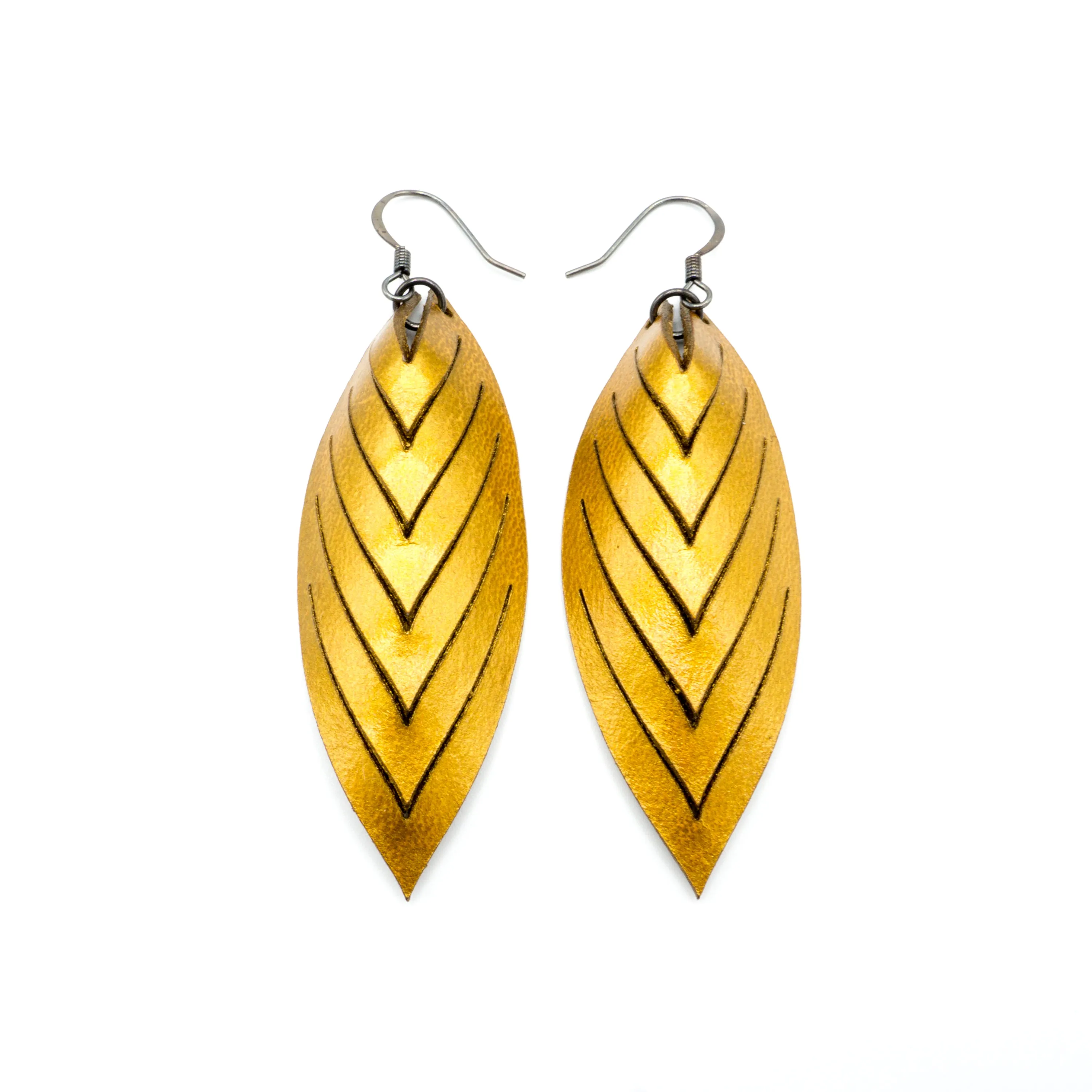 Terrabyte 14 [M] // Leather Earrings - Gold