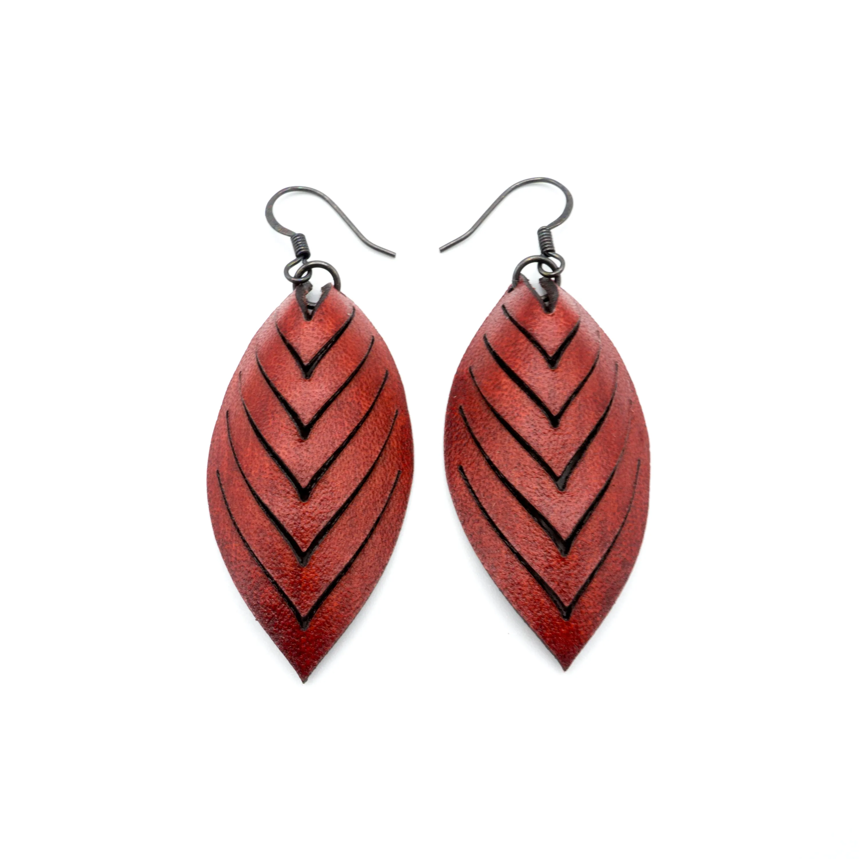 Terrabyte 14 [S] // Leather Earrings - Red