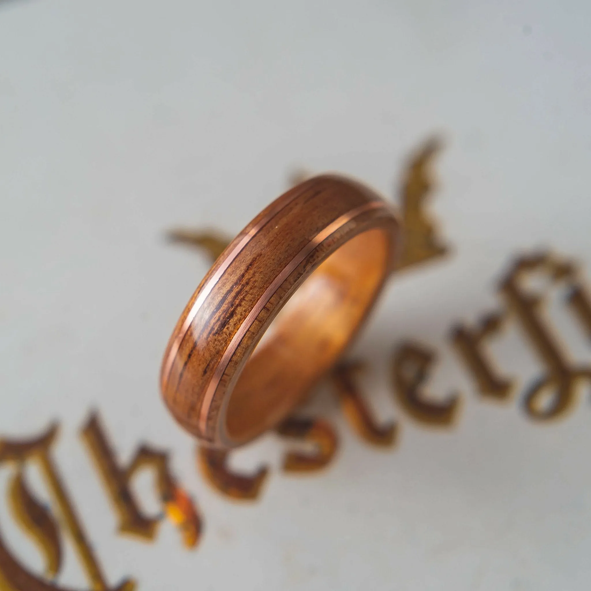 The Timeless Bentwood Ring - Koa Wood With Copper Inlay