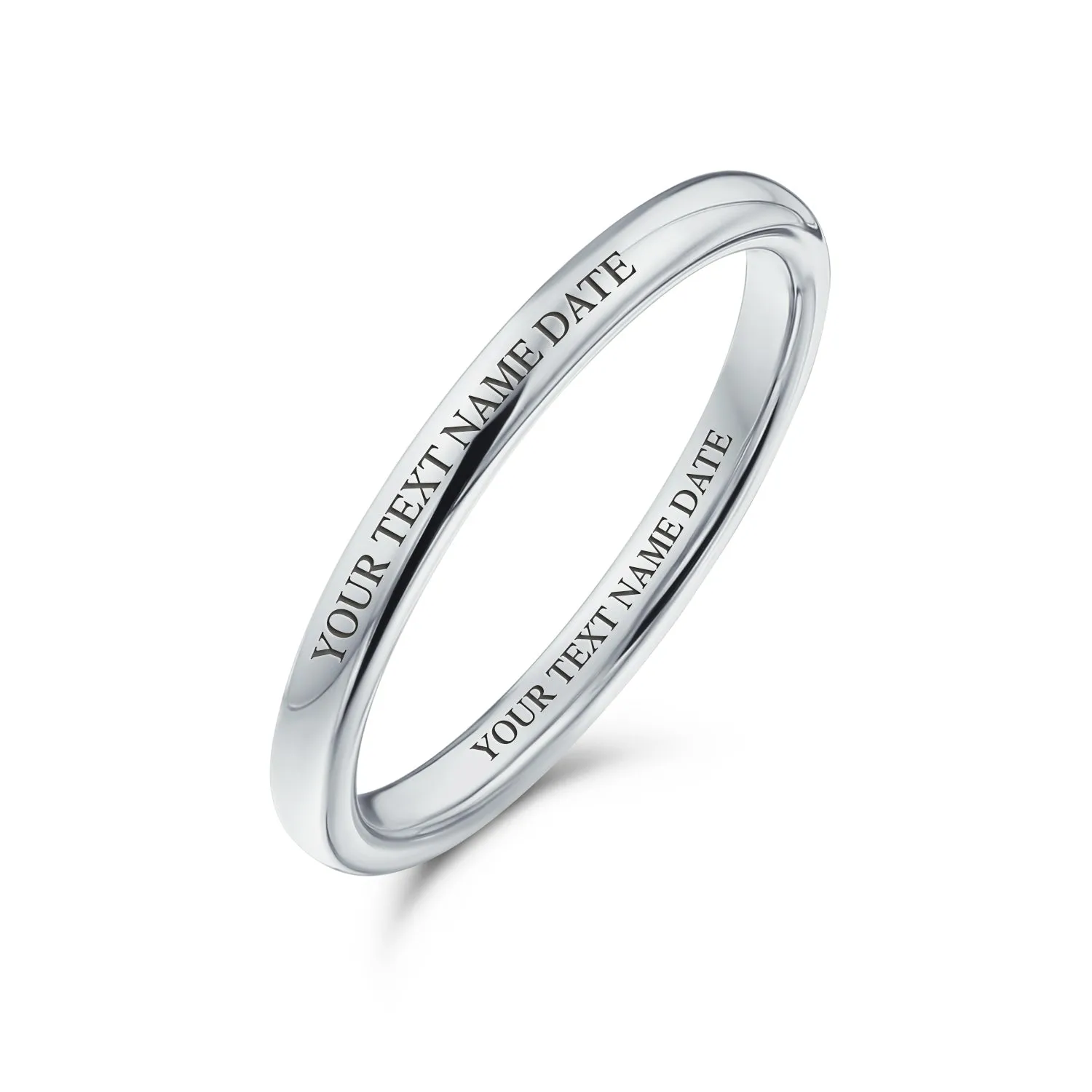 Thin Stackable Minimalist Tungsten Wedding Band Ring for Men - Black Dome Comfort Fit