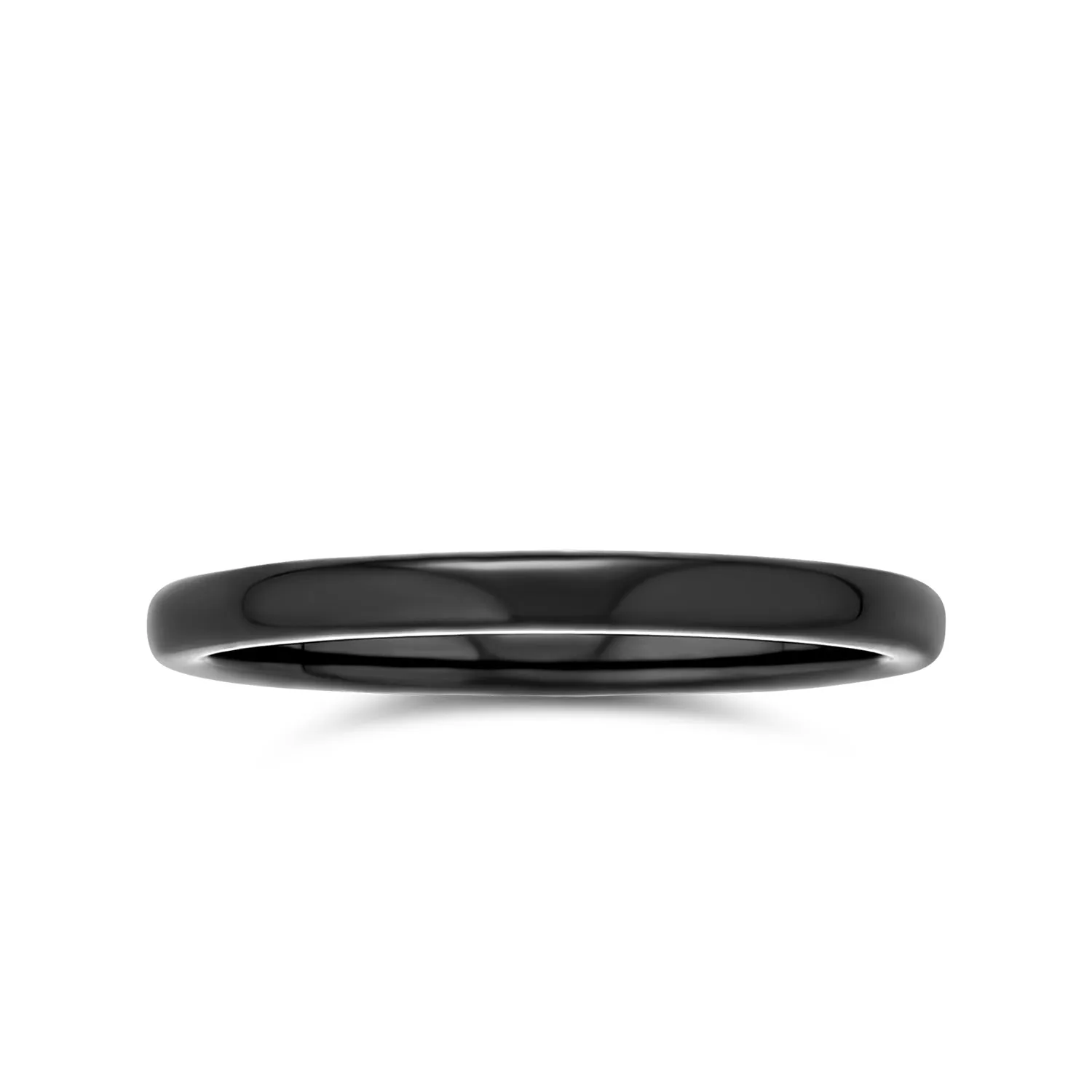 Thin Stackable Minimalist Tungsten Wedding Band Ring for Men - Black Dome Comfort Fit