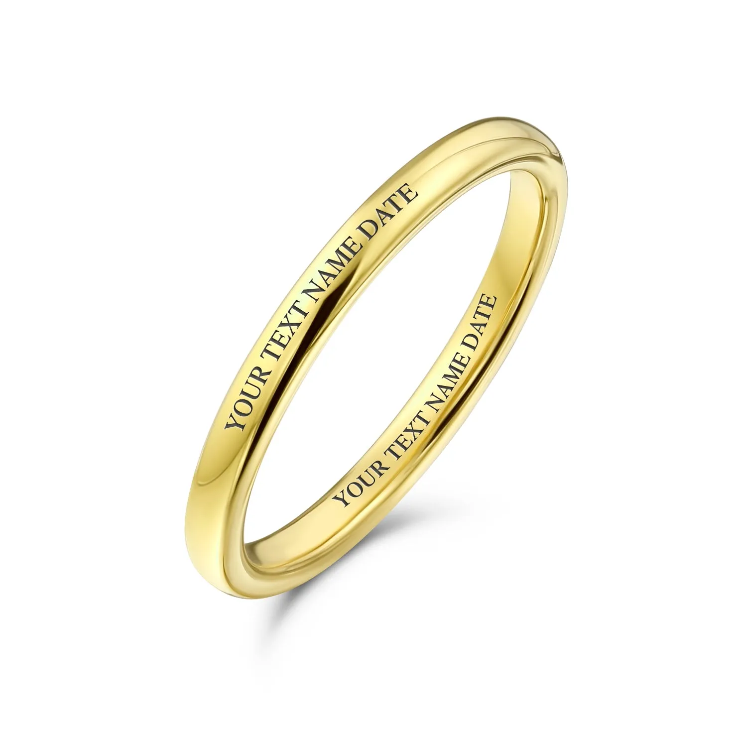 Thin Stackable Minimalist Tungsten Wedding Band Ring for Men - Black Dome Comfort Fit