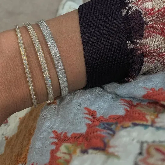 Three Row Parallel 18K Gold, Rosegold or Whitegold Bangle w. Diamonds