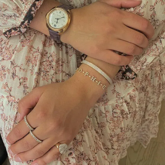 Three Row Parallel 18K Gold, Rosegold or Whitegold Bangle w. Diamonds