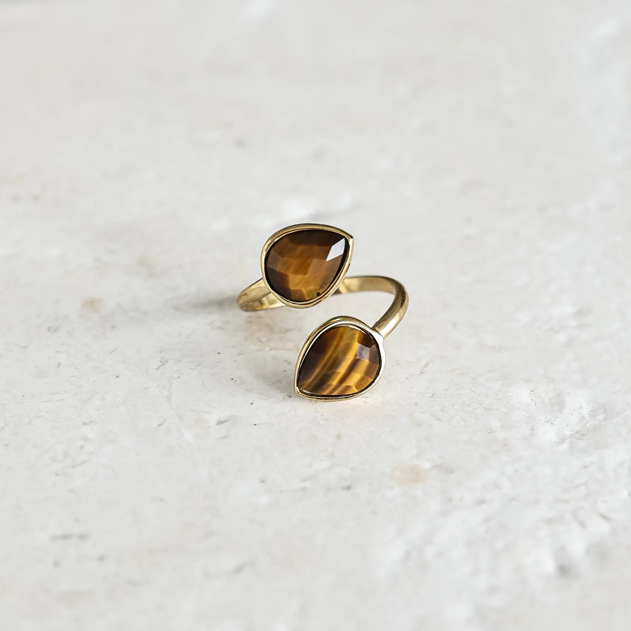 Tiger Eye Teardrop Ring