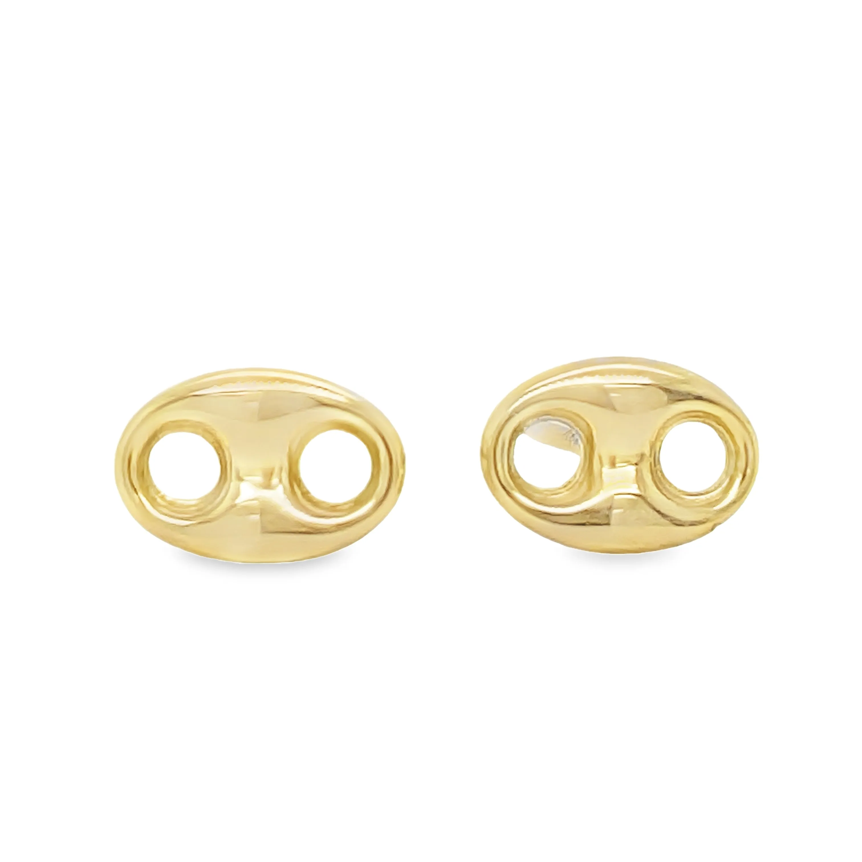Tiny 14k Yellow Gold Puffed Mariner Link Earrings