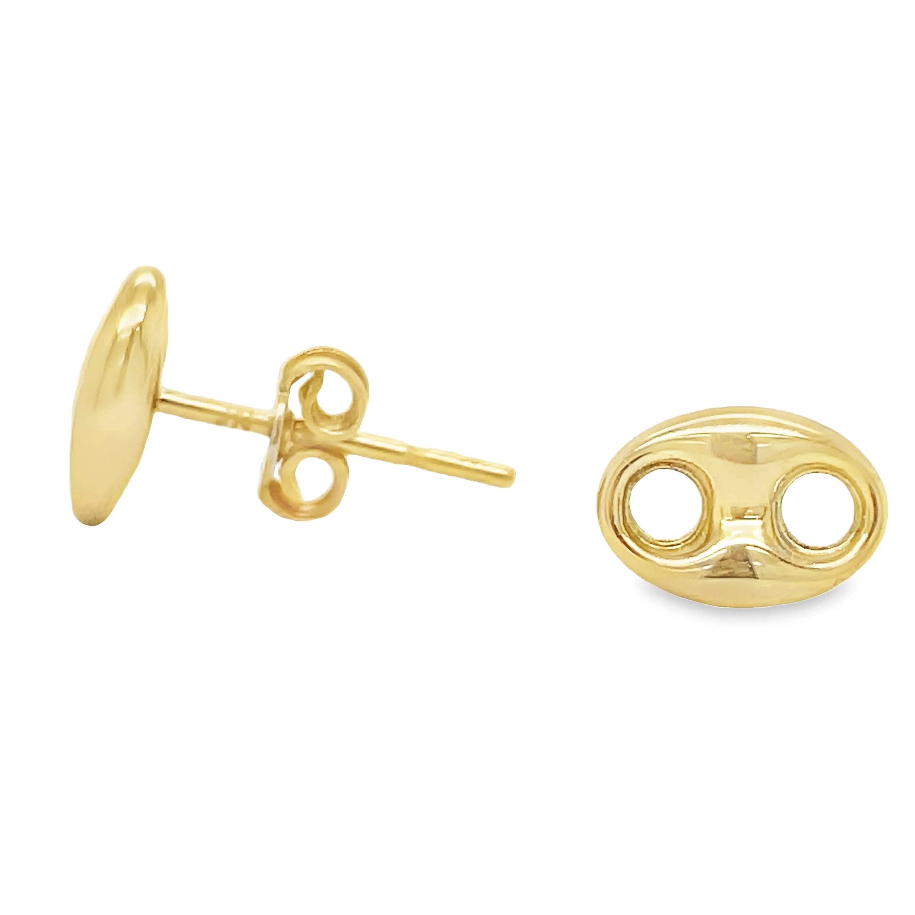Tiny 14k Yellow Gold Puffed Mariner Link Earrings