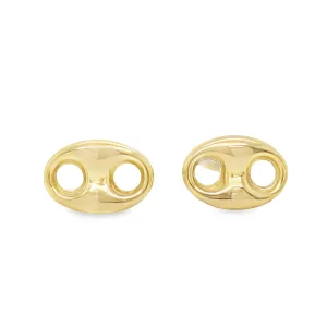 Tiny 14k Yellow Gold Puffed Mariner Link Earrings
