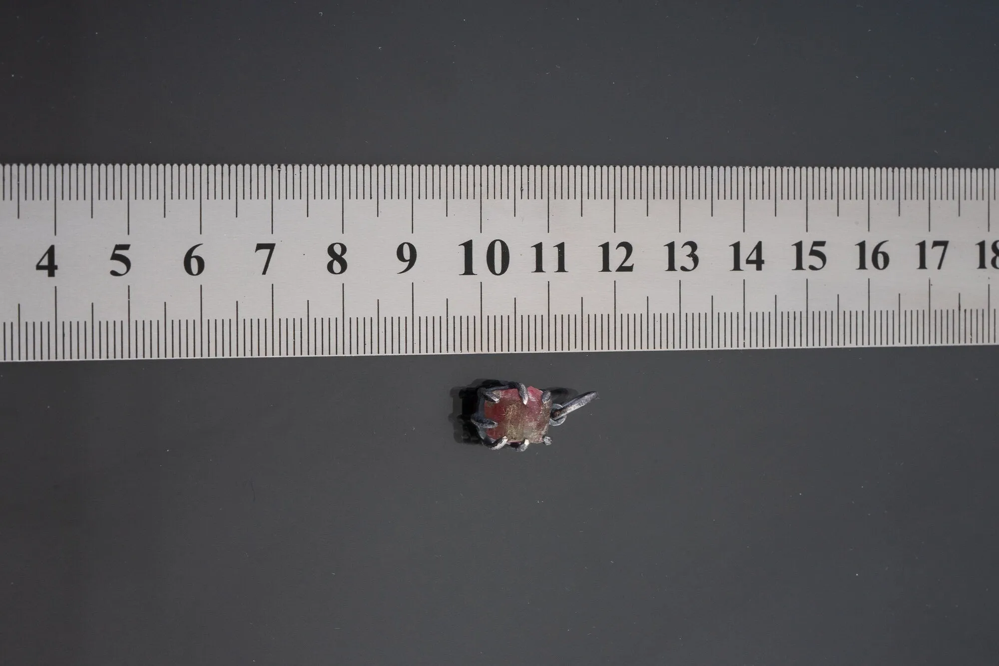 Tiny Mostly Pink Watermelon Tourmaline - Oxidised Sterling Silver - Strong Claw Wire Setting  - Hammer Textured - Pendant Crystal Necklace